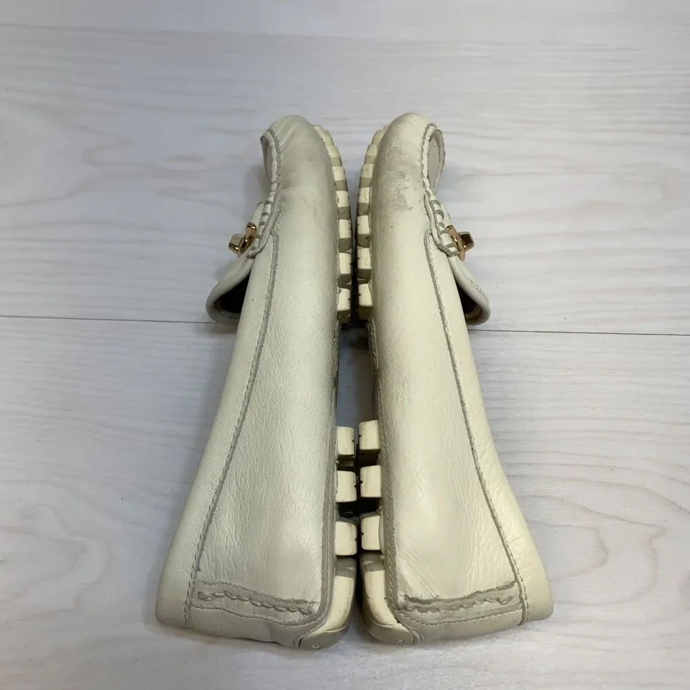 Coach Arlene Loafers‎ Women Ivory Pebbled Grain Leather Penny Driving Size 7B